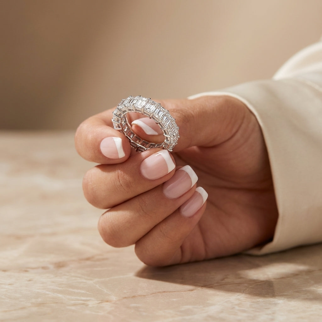 4.86 CT Lab-Grown Diamond Eternity Ring in 14K White Gold (D–F / VS1–VS2)