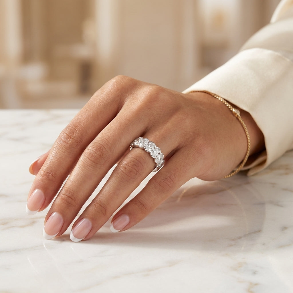 2.10 CT Lab-Grown Diamond Band Fashion Ring in 14K White Gold (D–F / VS1–VS2)