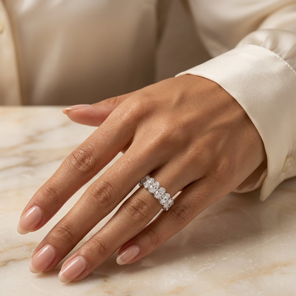 2.10 CT Lab-Grown Diamond Band Fashion Ring in 14K White Gold (D–F / VS1–VS2)
