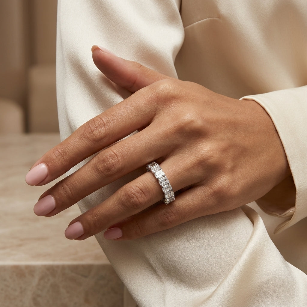 2.58 CT Lab-Grown Diamond Eternity Ring in 14K White Gold (D–F / VS1–VS2)