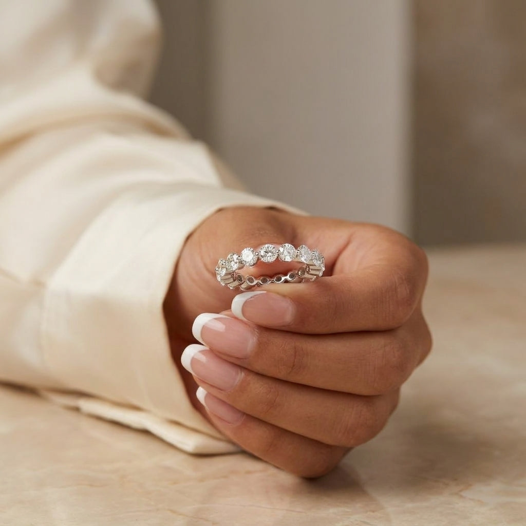 3.14 CT Lab-Grown Diamond Eternity Ring in 14K White Gold (D–F / VS1–VS2)