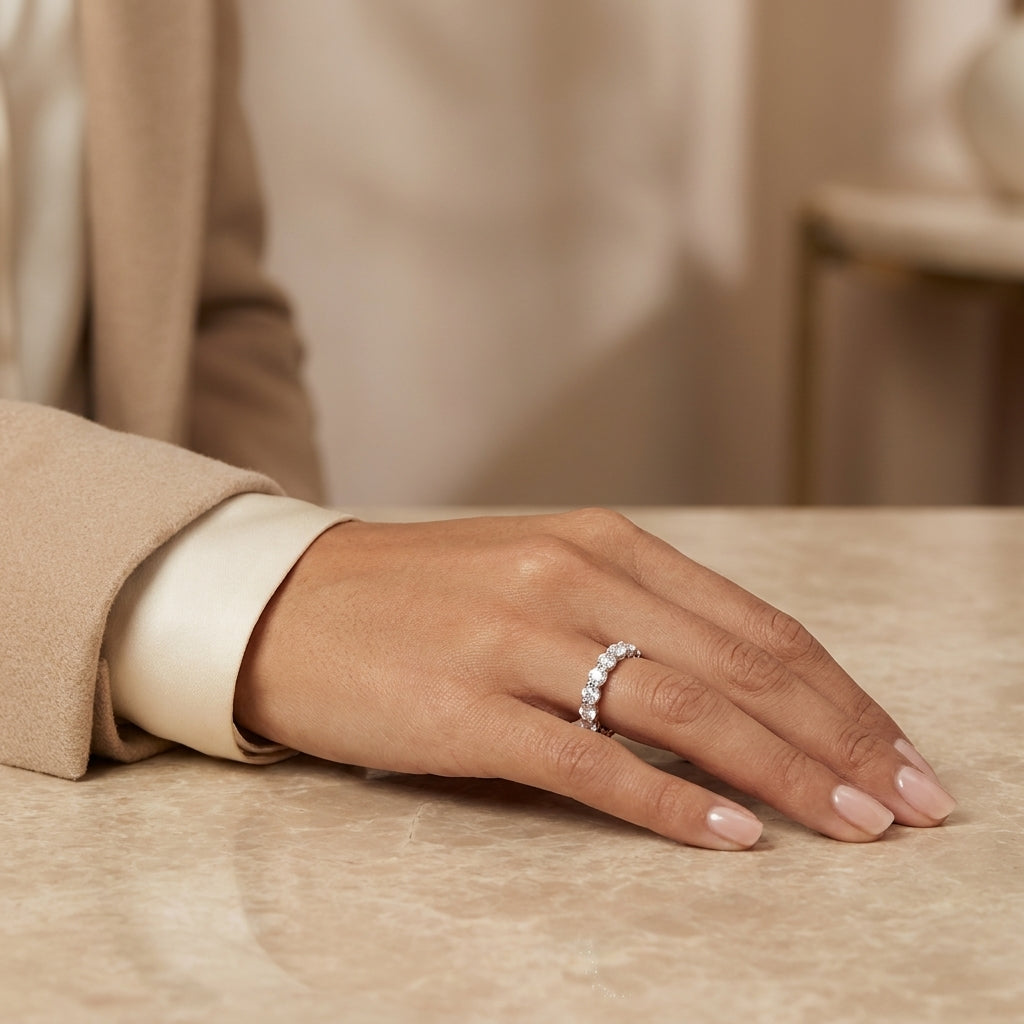 3.14 CT Lab-Grown Diamond Eternity Ring in 14K White Gold (D–F / VS1–VS2)