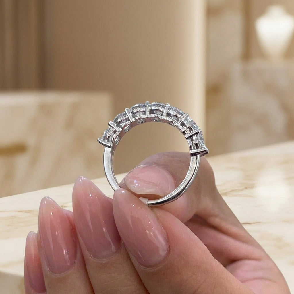 1.96 CT Lab-Grown Diamond Half Eternity Ring in 14K White Gold (D–F / VS1–VS2)