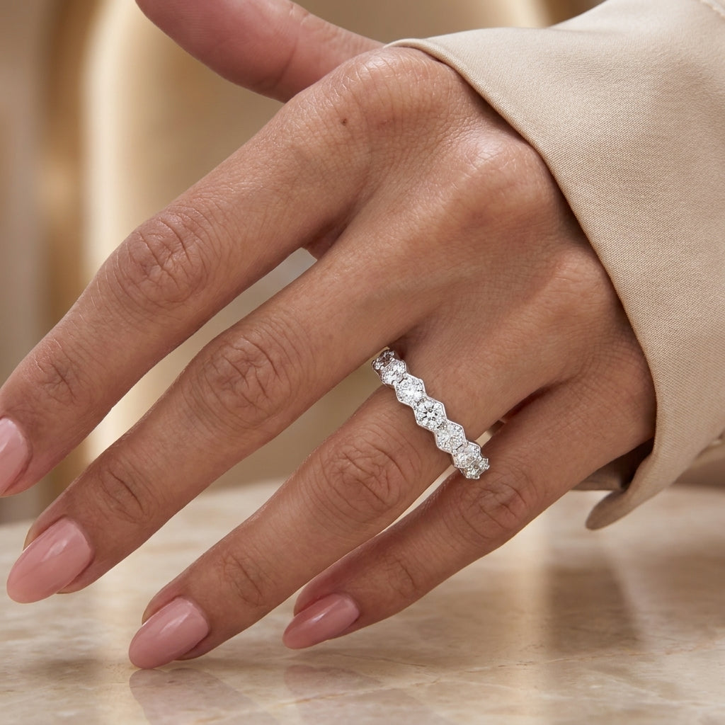 1.96 CT Lab-Grown Diamond Half Eternity Ring in 14K White Gold (D–F / VS1–VS2)