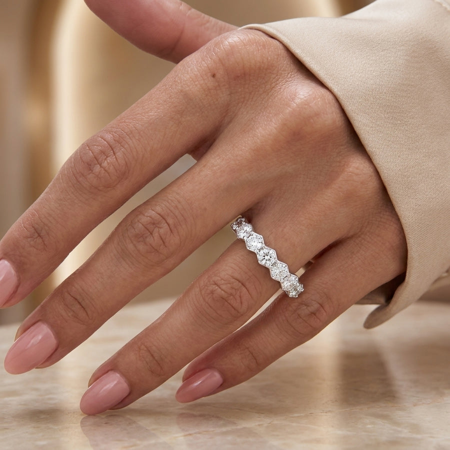 1.96 CT Lab-Grown Diamond Half Eternity Ring in 14K White Gold (D–F / VS1–VS2)