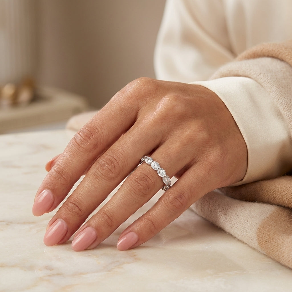 1.96 CT Lab-Grown Diamond Half Eternity Ring in 14K White Gold (D–F / VS1–VS2)