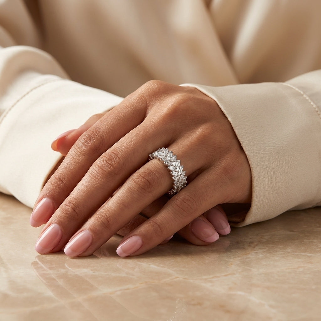 1.65 CT Lab-Grown Diamond Band Fashion Ring in 14K White Gold (D–F / VS1–VS2)