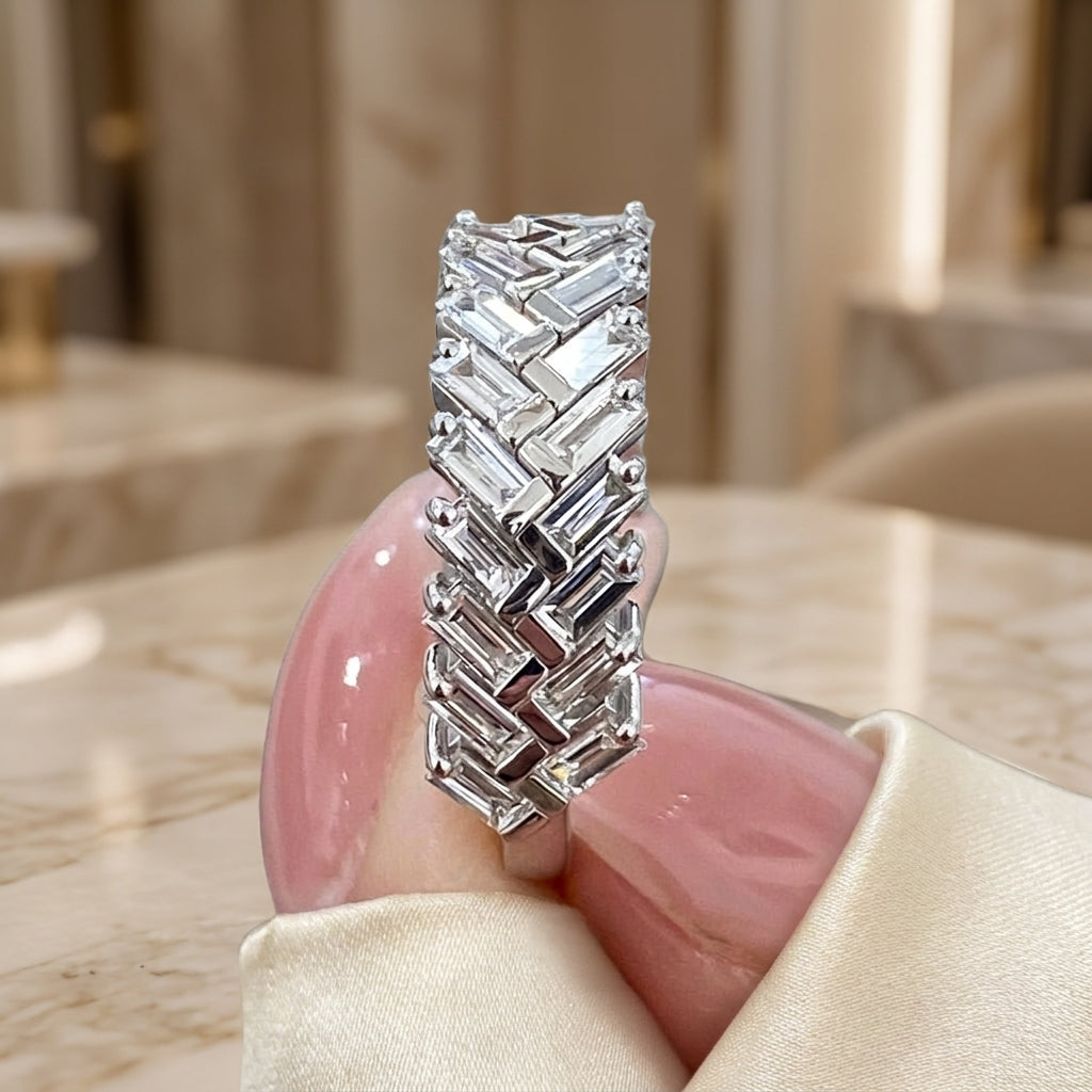 1.65 CT Lab-Grown Diamond Band Fashion Ring in 14K White Gold (D–F / VS1–VS2)