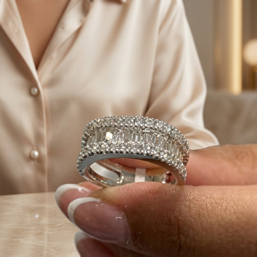 1.59 CT Lab-Grown Diamond Band Ring in 14K White Gold (D–F / VS1–VS2)