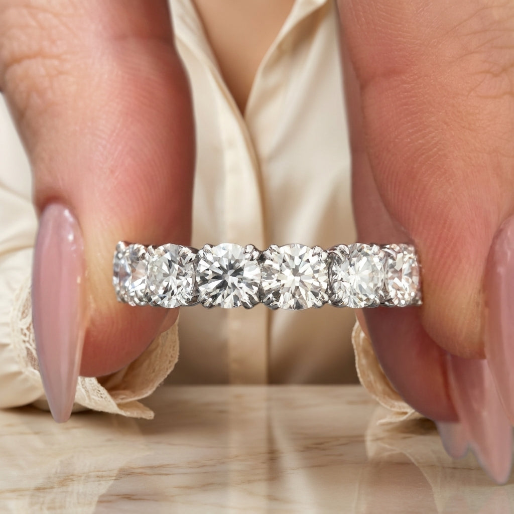 6.29 CT Lab-Grown Diamond Eternity Band in 14K White Gold (D–F / VS1–VS2)