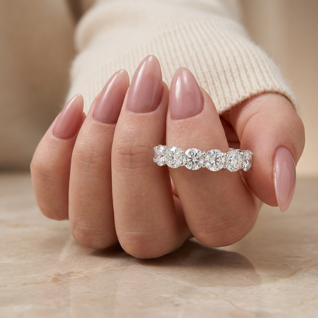 6.29 CT Lab-Grown Diamond Eternity Band in 14K White Gold (D–F / VS1–VS2)