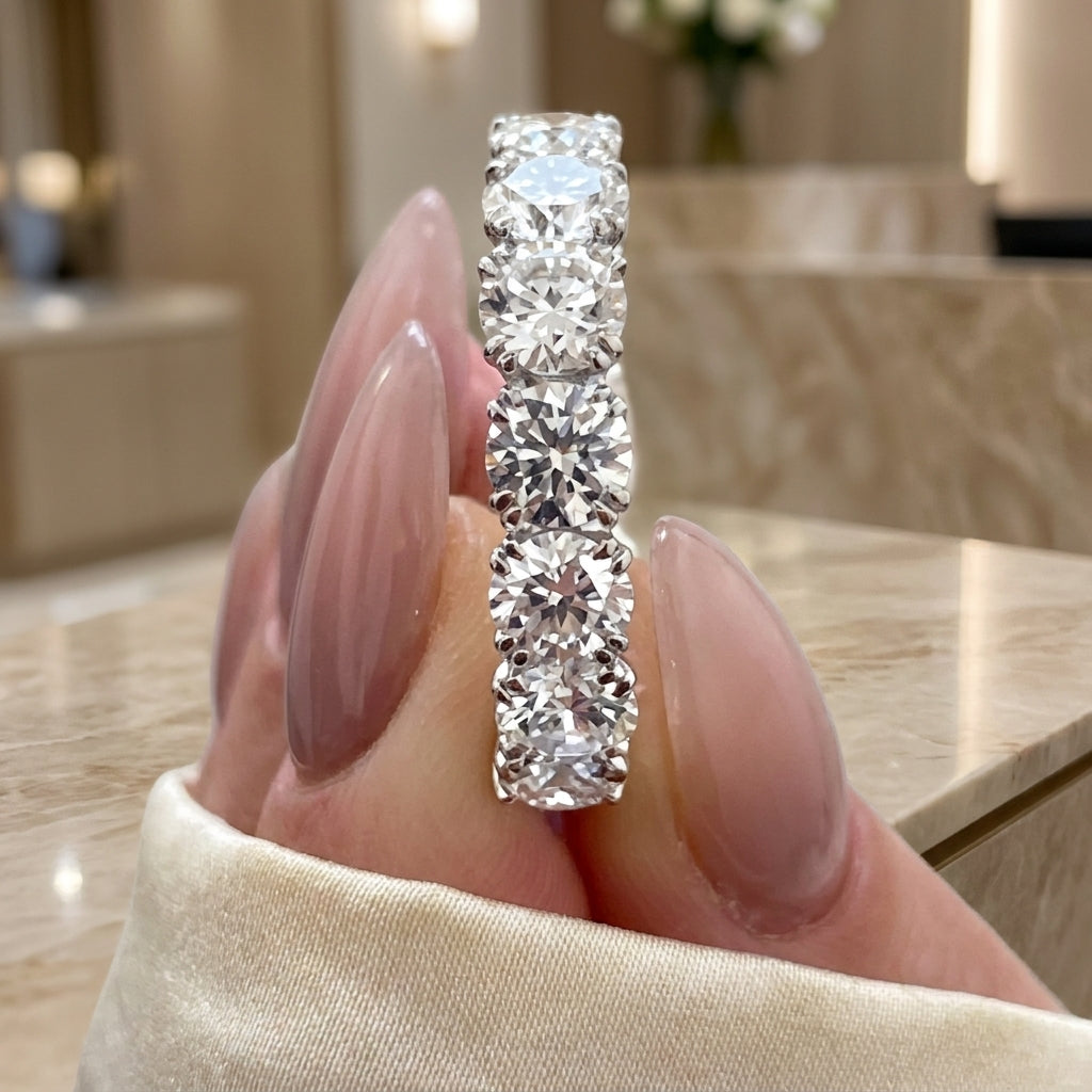 6.29 CT Lab-Grown Diamond Eternity Band in 14K White Gold (D–F / VS1–VS2)
