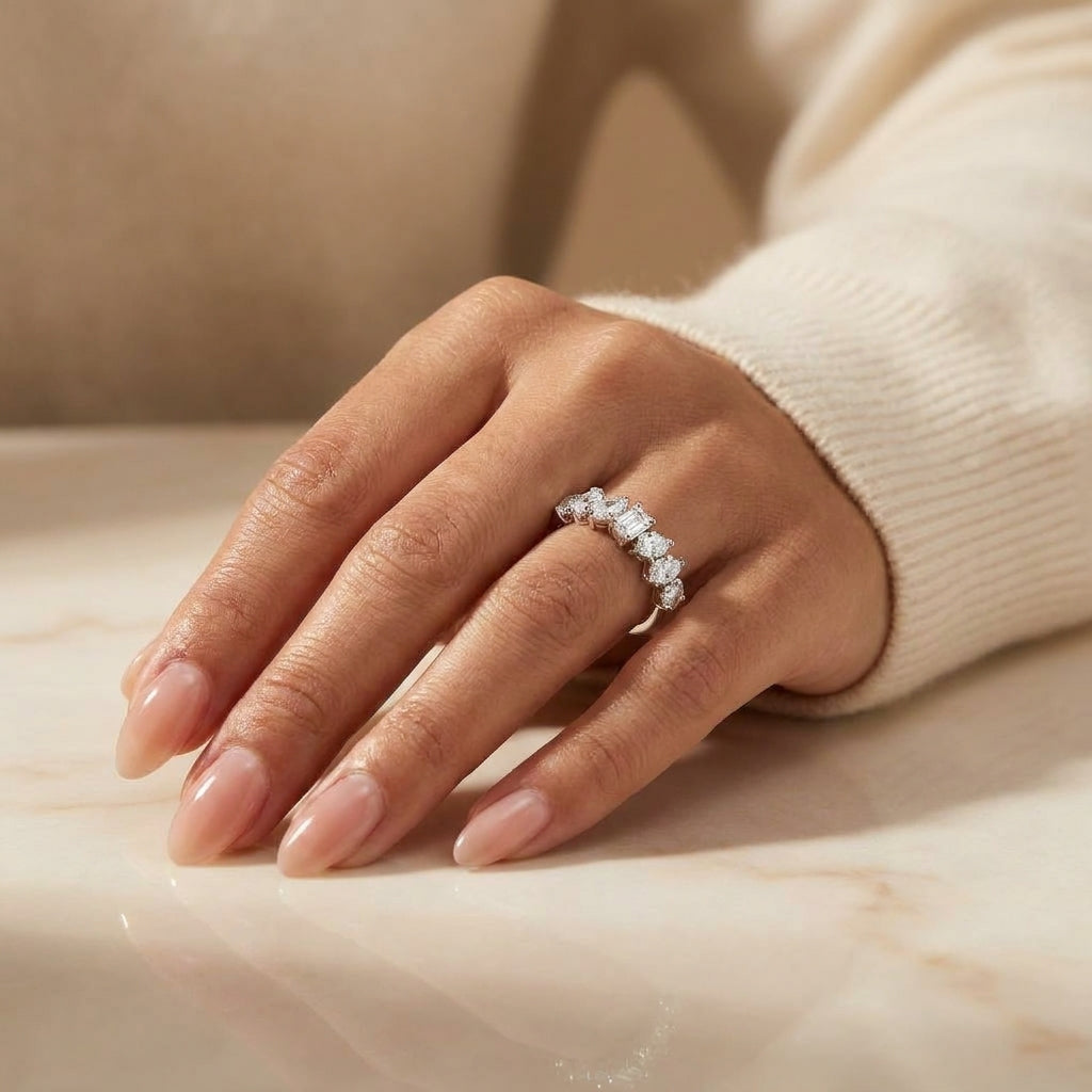 1.10 CT Lab-Grown Diamond Stackable Fashion Ring in 14K White Gold (D–F / VS1–VS2)