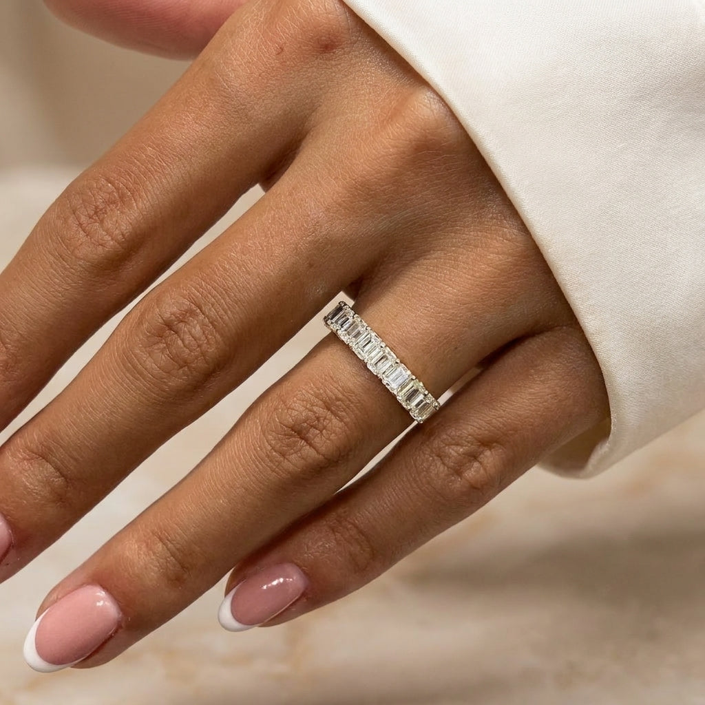 1.00 CT Lab-Grown Diamond Half Eternity Ring in 14K White Gold (D–F / VS1–VS2)