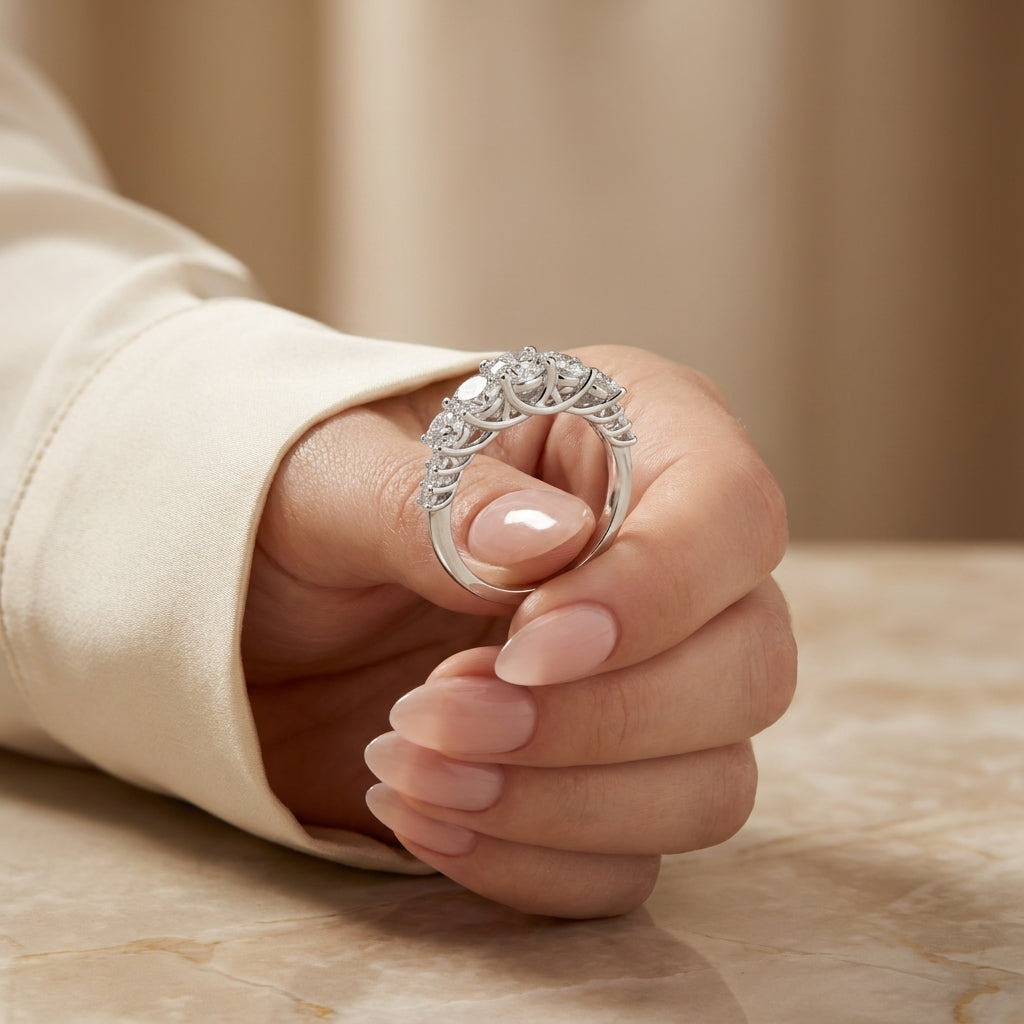 1.30 CT Lab-Grown Diamond Stackable Fashion Ring in 14K White Gold (D–F / VS1–VS2)