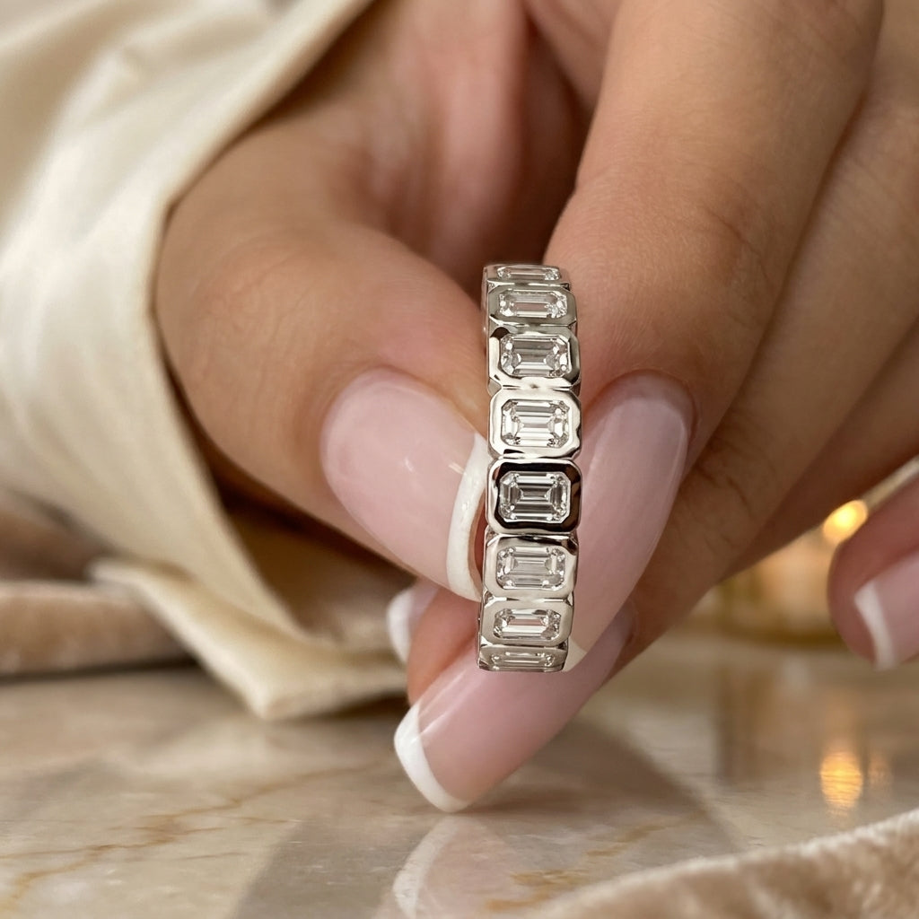 1.00 CT Lab-Grown Diamond Half Eternity Ring in 14K White Gold (D–F / VS1–VS2)
