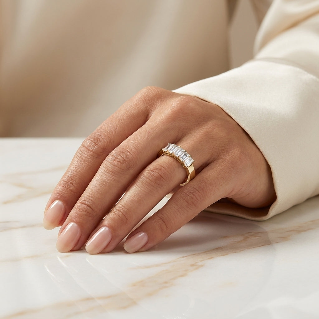 1.00 CT Lab-Grown Diamond Band Fashion Ring in 14K White Gold (D–F / VS1–VS2)