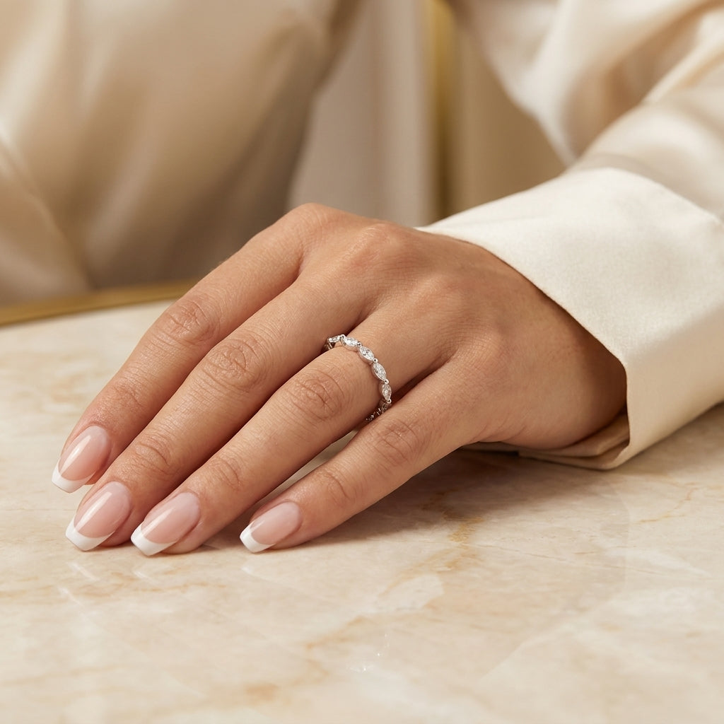 1.00 CT Lab-Grown Diamond Eternity Band Ring in 14K White Gold (D–F / VS1–VS2)
