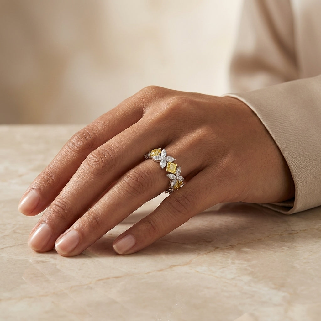 5.70 CT Lab-Grown Diamond Cluster Ring in 14K Gold (D–F / VS1–VS2)