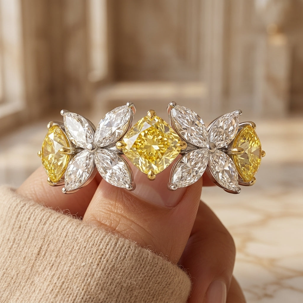 5.70 CT Lab-Grown Diamond Cluster Ring in 14K Gold (D–F / VS1–VS2)