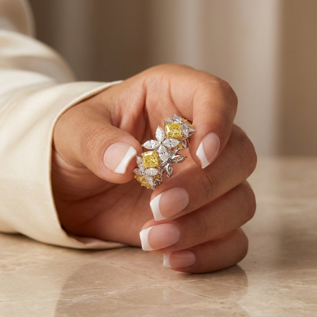 5.70 CT Lab-Grown Diamond Cluster Ring in 14K Gold (D–F / VS1–VS2)