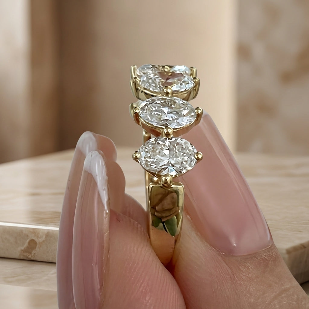 1.60 CT Lab-Grown Diamond 6-Stone Anniversary Ring in 14K White Gold (D–F / VS1–VS2)