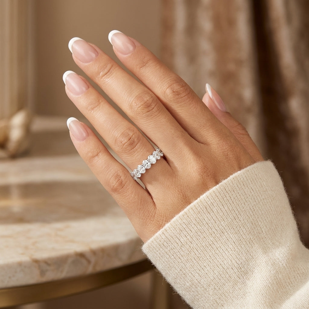 3.20 CT Lab-Grown Diamond Eternity Ring in 14K White Gold (D–F / VS1–VS2)