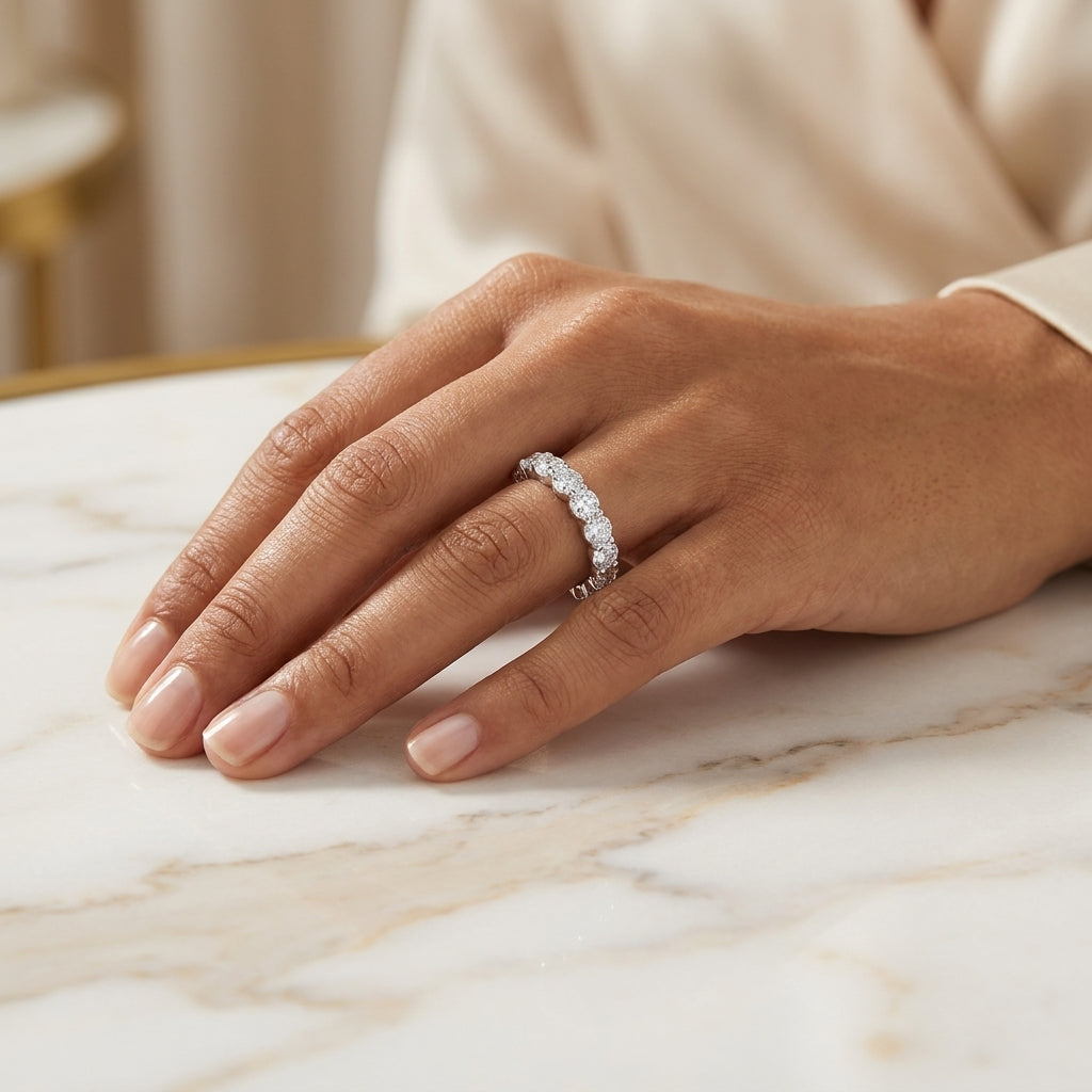 3.20 CT Lab-Grown Diamond Eternity Ring in 14K White Gold (D–F / VS1–VS2)