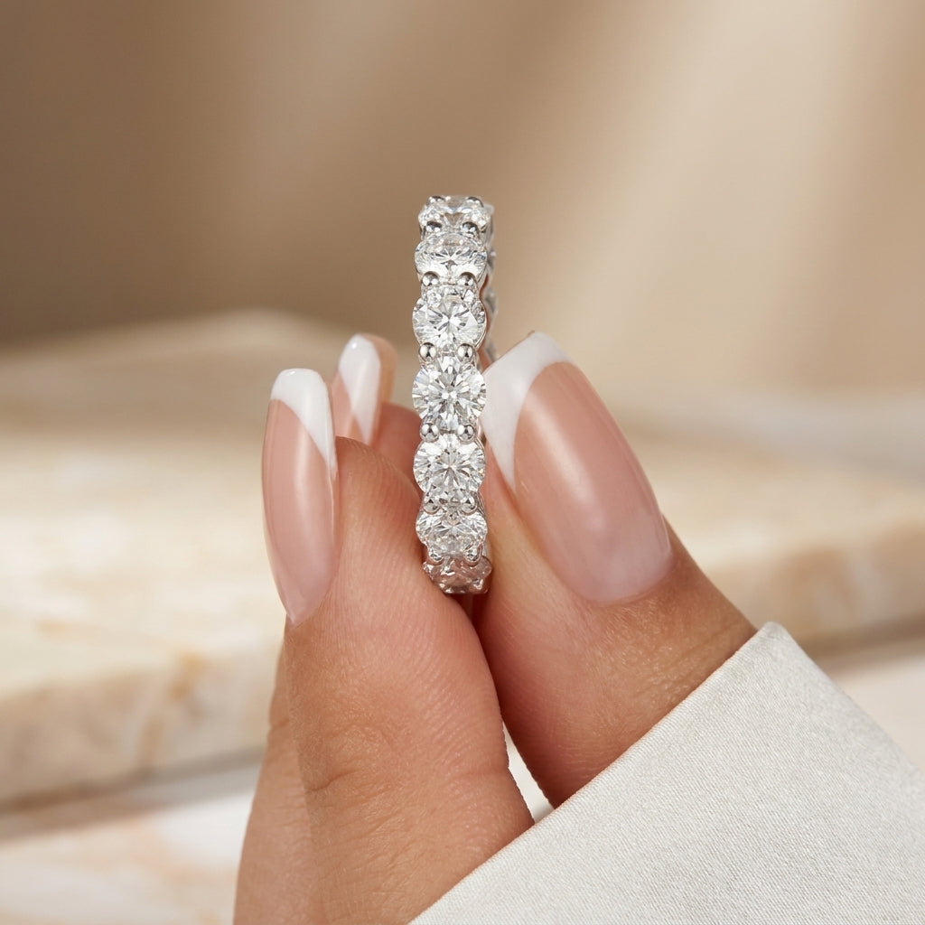 3.20 CT Lab-Grown Diamond Eternity Ring in 14K White Gold (D–F / VS1–VS2)