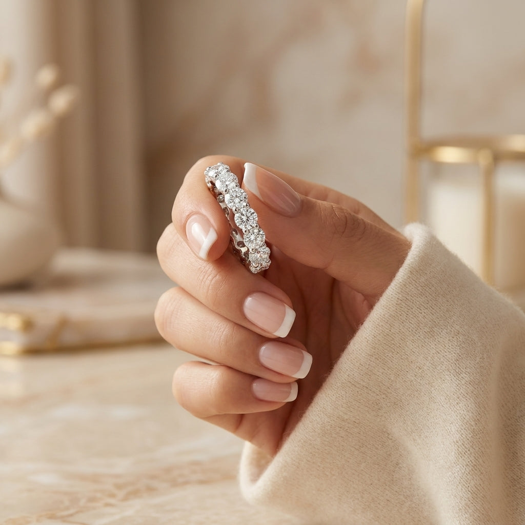 3.20 CT Lab-Grown Diamond Eternity Ring in 14K White Gold (D–F / VS1–VS2)