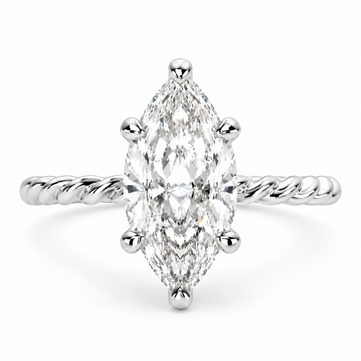 Renata 2 Carat Marquise Cut Solitaire Rope Engagement Ring