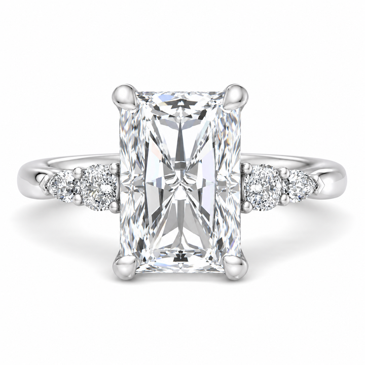 5 CT Radiant Cut Lab-Grown Diamond Lumi Hidden Halo Engagement Ring in 14K White Gold – IGI Certified Excellent Cut