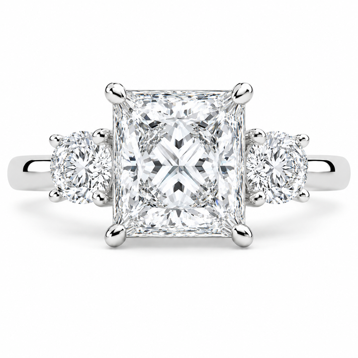 Hana 4.2 Carat Princess Cut 3 Stone Engagement Ring