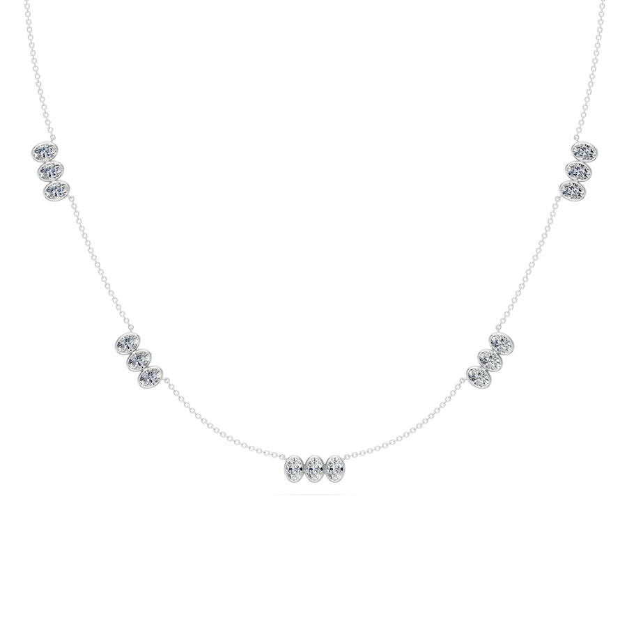 3.4 Ct Oval Cut Diamond Chain Necklace VS1 D-F White Gold 14k