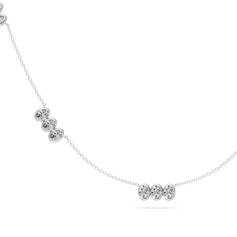 3.4 Ct Oval Cut Diamond Chain Necklace VS1 D-F White Gold 14k