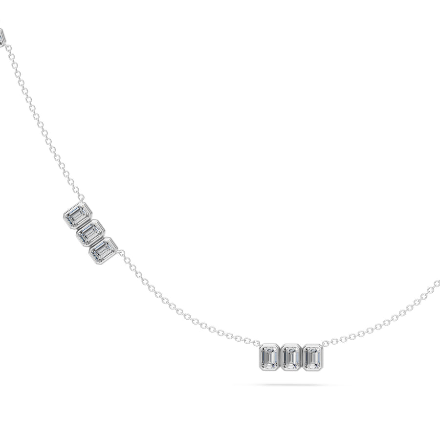 2.8 Ct Emerald Cut Diamond Chain Necklace VS1 D-F White Gold 14k