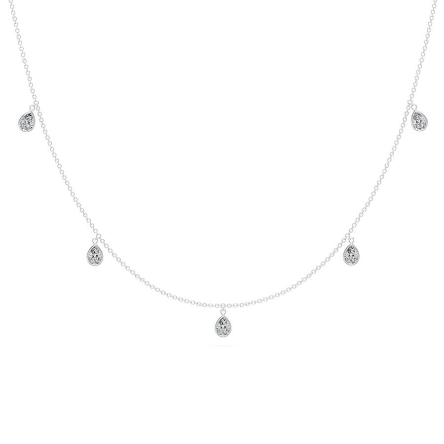 0.8 Ct Pear Cut Diamond Chain Necklace VS1 D-F White Gold 14k