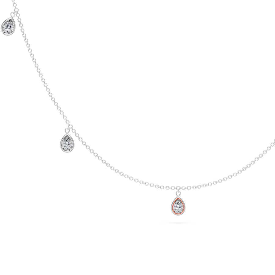 0.8 Ct Pear Cut Diamond Chain Necklace VS1 D-F White Gold 14k