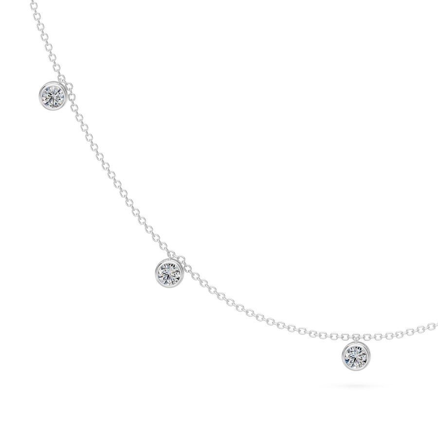 0.95 Ct Round Cut Diamond Chain Necklace VS1 D-F White Gold 14k
