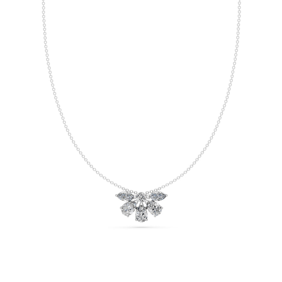 1.55 Ct Round Pear Marquise Cut Diamond Chain Necklace VS1 D-F White Gold 14k