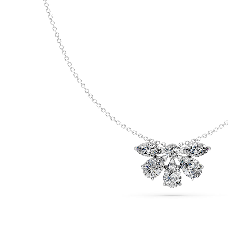 1.55 Ct Round Pear Marquise Cut Diamond Chain Necklace VS1 D-F White Gold 14k
