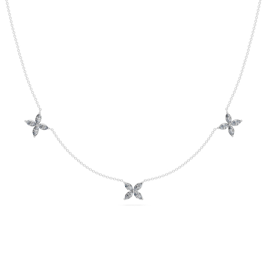 0.85 Ct Marquise Cut Diamond Chain Necklace VS1 D-F White Gold 14k