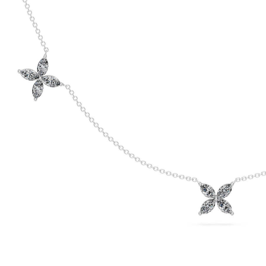 0.85 Ct Marquise Cut Diamond Chain Necklace VS1 D-F White Gold 14k