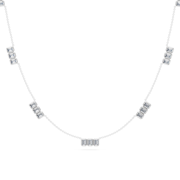 2.85 Ct Emerald Cut Diamond Chain Necklace VS1 D-F White Gold 14k — product image