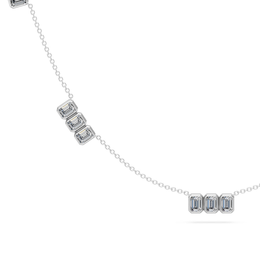 2.85 Ct Emerald Cut Diamond Chain Necklace VS1 D-F White Gold 14k