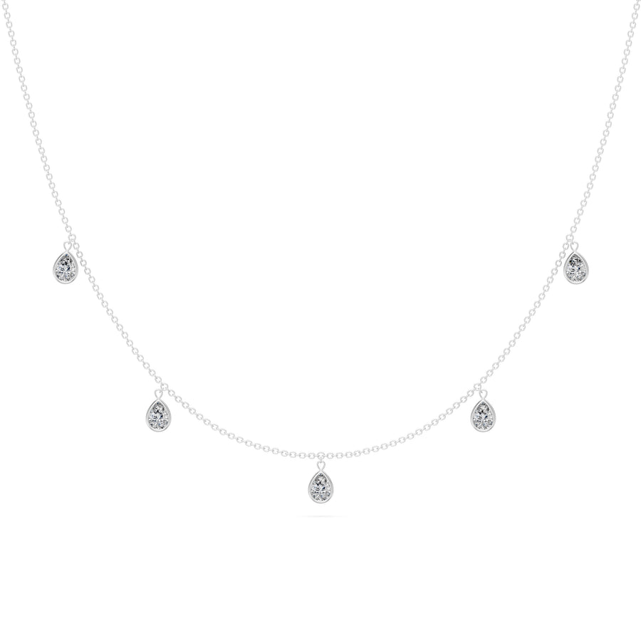 0.85 Ct Pear Cut Diamond Chain Necklace VS1 D-F White Gold 14k