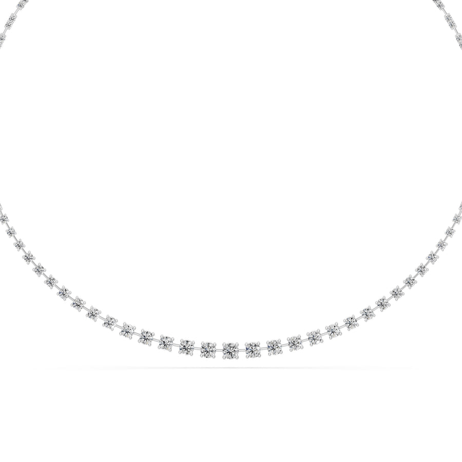 6.65 Ct Round Cut Diamond Tennis Necklace VS1 D-F White Gold 14k