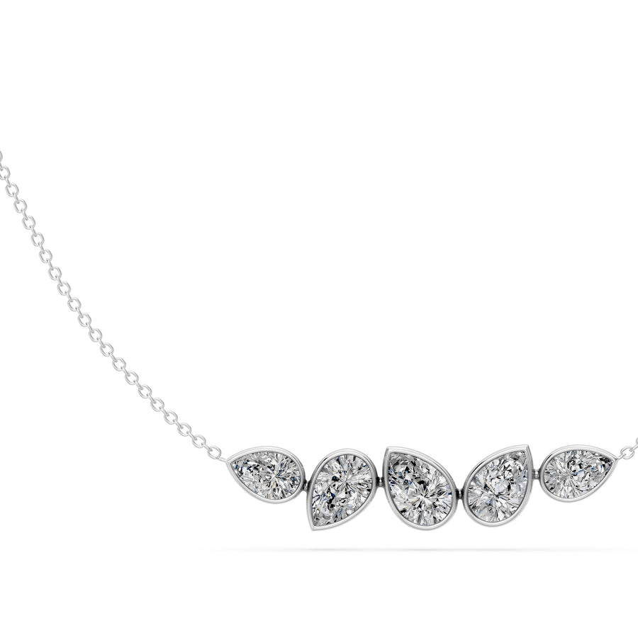 1.9 Ct Pear Cut Diamond Chain Necklace VS1 D-F White Gold 14k
