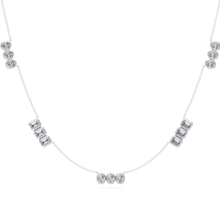 4.55 Ct Emerald Oval Cut Diamond Chain Necklace VS1 D-F White Gold 14k — product image