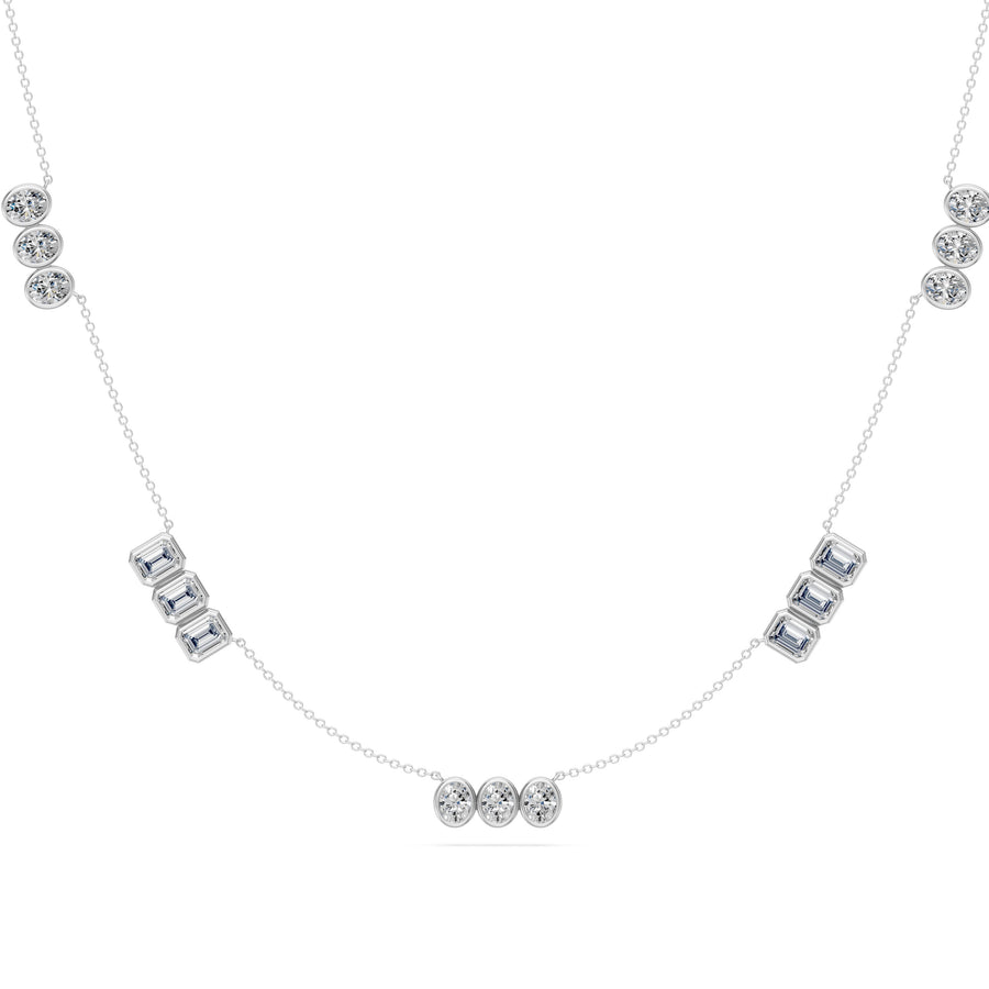 4.55 Ct Emerald Oval Cut Diamond Chain Necklace VS1 D-F White Gold 14k